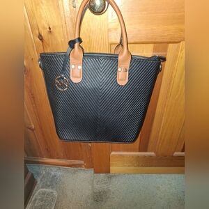 Michael Kors Black Textured Bag with Gold Logo